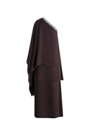 Avis One Shoulder Rhinestone Maxi Dress in Wrinkle Resistant Matte Satin