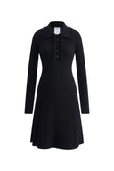 Anja Fringe Collar Long Sleeve Short Dress in Merino Wool Knit