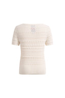 Top Leyla con cuello cuadrado y flores 3D en denim algodón tejido