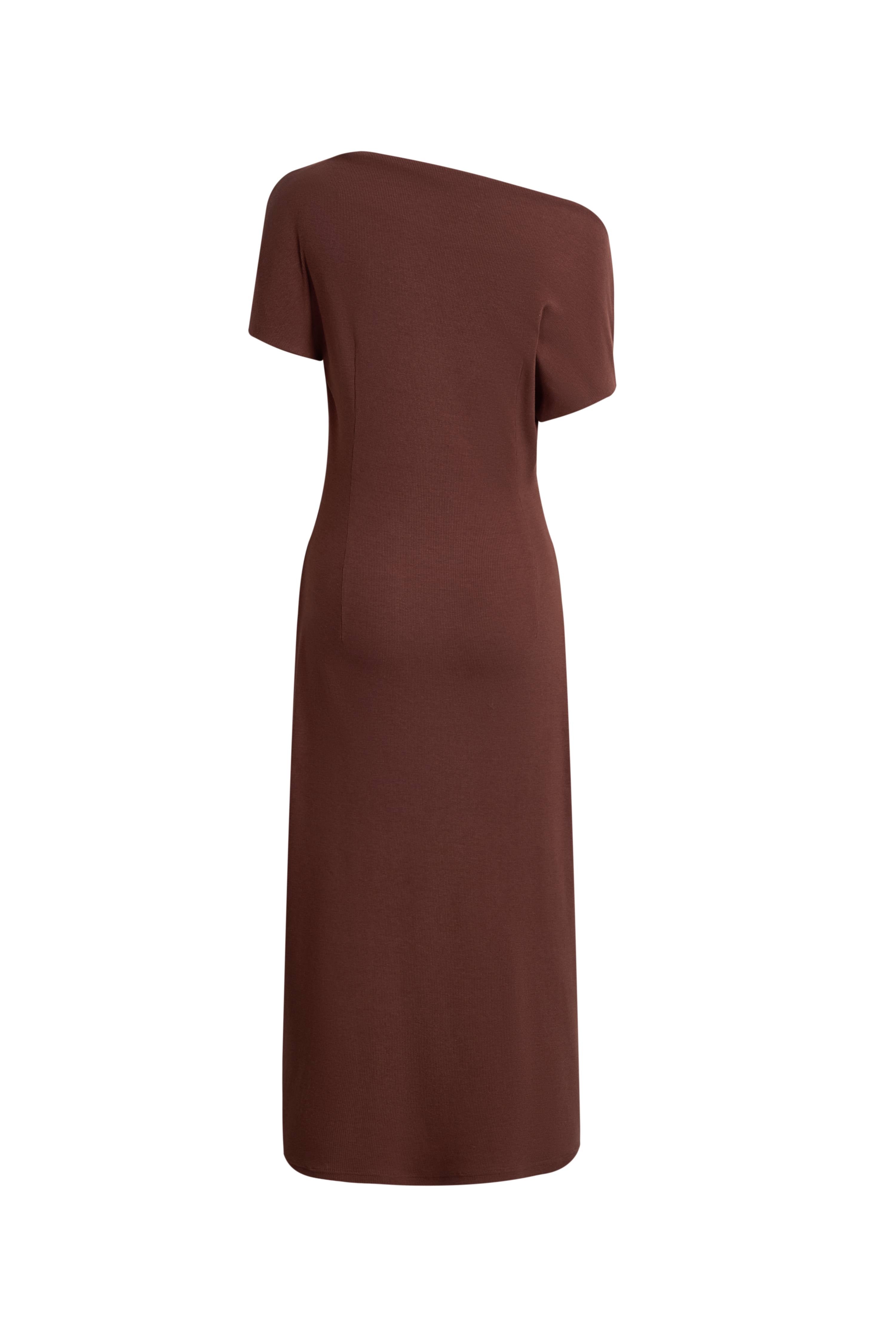 Hazel Asymmetric One Shoulder Dress in Cotton Blend –