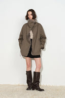 Isolde Drawstring Waist Parka Jacket in 90% White Goose Down