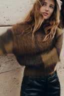 Sibton Checked Cropped Pullover in Baby Alpaca Blend Knit