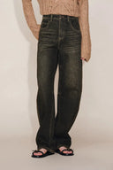 Courtney Jeans mit kontrastierenden Nähten, gewaschen, Machete-Schnitt aus Baumwoll-Denim