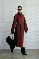 Ponente Woll-Trenchcoat mit PU-Besatz aus Double-Face Merinowolle