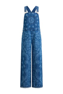 Salopette Hazel in Denim con Stampa Paisley Laser in Denim di Cotone
