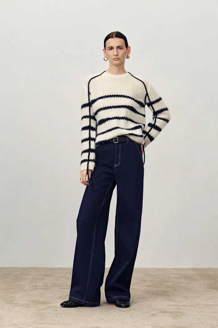 Solara Silver Studes Straight Leg Jeans in Fleece-Lined Denim