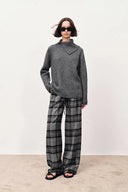 Hannah Asymmetrical Scarf Collar Sweater in Yak Down Knit