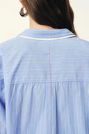 Claire Hemd mit doppeltem Kragen und Streifenmuster aus Jacquard-Popelin