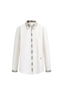 Riley Plaid Embroidery Oversized Shirt in Cotton Poplin
