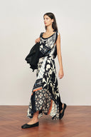 Calista Scarf Panel Draped Sleeveless Dress in Viscose