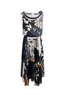 Calista Scarf Panel Draped Sleeveless Dress in Viscose
