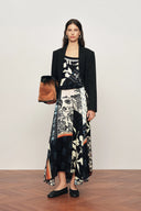 Calista Scarf Panel Draped Sleeveless Dress in Viscose