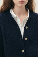 Calla Vintage Cable Cardigan in Wool Blend