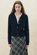 Calla Vintage Cable Cardigan in Wool Blend