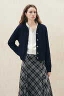 Calla Vintage Cable Cardigan in Wool Blend