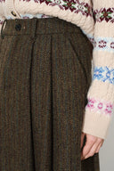 Camber Pleated Herringbone Midi Skirt in Wool Blend