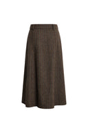 Camber Pleated Herringbone Midi Skirt in Wool Blend