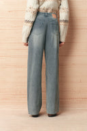 Cameron Vintage Textured Wide Leg Jeans in Flocked Denim