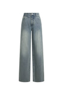 Cameron Vintage Textured Wide Leg Jeans in Flocked Denim