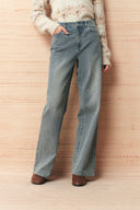 Cameron Vintage Textured Wide Leg Jeans in Flocked Denim