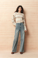 Cameron Vintage Textured Wide Leg Jeans in Flocked Denim