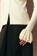 Camille Hand Crochet Ruffle Trim Knit Top