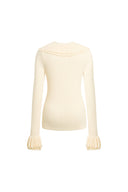 Camille Hand Crochet Ruffle Trim Knit Top