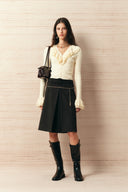 Camille Hand Crochet Ruffle Trim Knit Top
