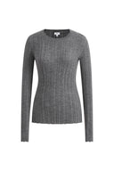 Cara Side Slit Long Sleeve Fitted Top in Wool Knit