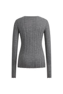 Cara Side Slit Long Sleeve Fitted Top in Wool Knit