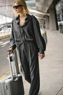 Caroline Pinstripe Drawstring Tailored Pants