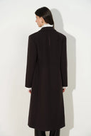 Caspia Oversized Double Breasted Long Coat in Wool Blend