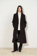 Caspia Oversized Double Breasted Long Coat in Wool Blend