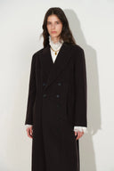 Caspia Oversized Double Breasted Long Coat in Wool Blend