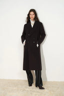 Caspia Oversized Double Breasted Long Coat in Wool Blend