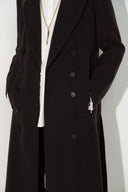 Caspia Oversized Double Breasted Long Coat in Wool Blend