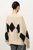 Cassy Argyle Sweatshirt in  Coarse Spun Merino Wool