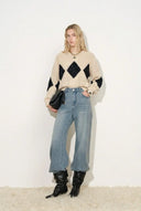 Cassy Argyle Sweatshirt in  Coarse Spun Merino Wool