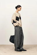 Cassy Argyle Sweatshirt in  Coarse Spun Merino Wool