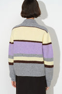 Catherine Contrast Stripe Polo Neck Sweater in Wool Blend