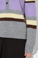 Catherine Contrast Stripe Polo Neck Sweater in Wool Blend