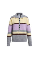 Catherine Contrast Stripe Polo Neck Sweater in Wool Blend