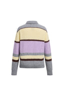 Catherine Contrast Stripe Polo Neck Sweater in Wool Blend