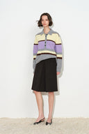 Catherine Contrast Stripe Polo Neck Sweater in Wool Blend