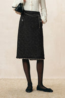 Catherine Pearl Embellished Tweed Straight Skirt