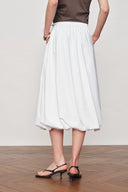 Cathy White Twisted-Seam Bubble Midi Skirt in Lightweight Blend