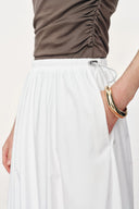 Cathy White Twisted-Seam Bubble Midi Skirt in Lightweight Blend