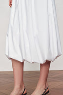 Cathy White Twisted-Seam Bubble Midi Skirt in Lightweight Blend