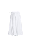 Cathy White Twisted-Seam Bubble Midi Skirt in Lightweight Blend