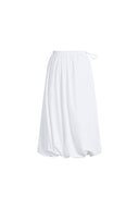 Cathy White Twisted-Seam Bubble Midi Skirt in Lightweight Blend
